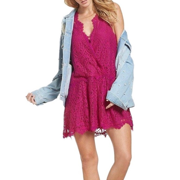 Free People Dresses & Skirts - Free People Bright Orchid Heart in Two Lace Mini
